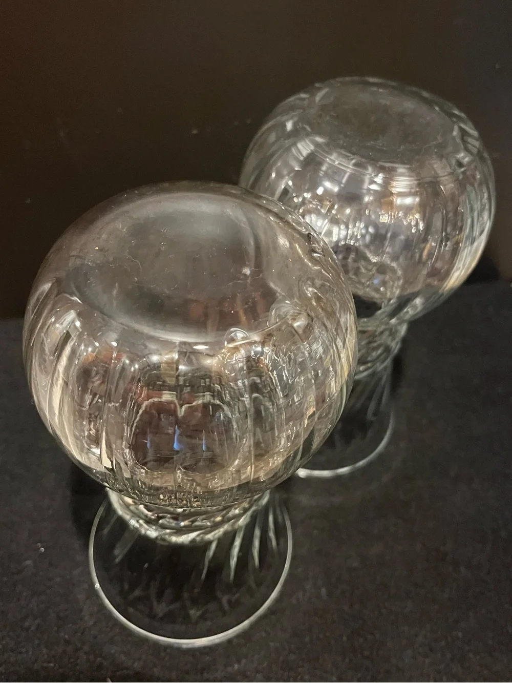 Vintage Anchor Hocking Optic Swirl Ribbed Clear Glass Vases - Set of 2